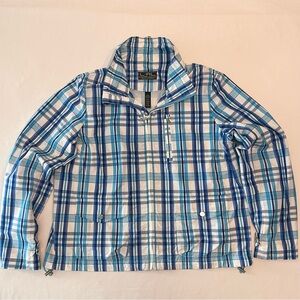 LRL Lauren Active Ralph Lauren Womans Blue & White Plaid Mesh Lined Jacket Golf